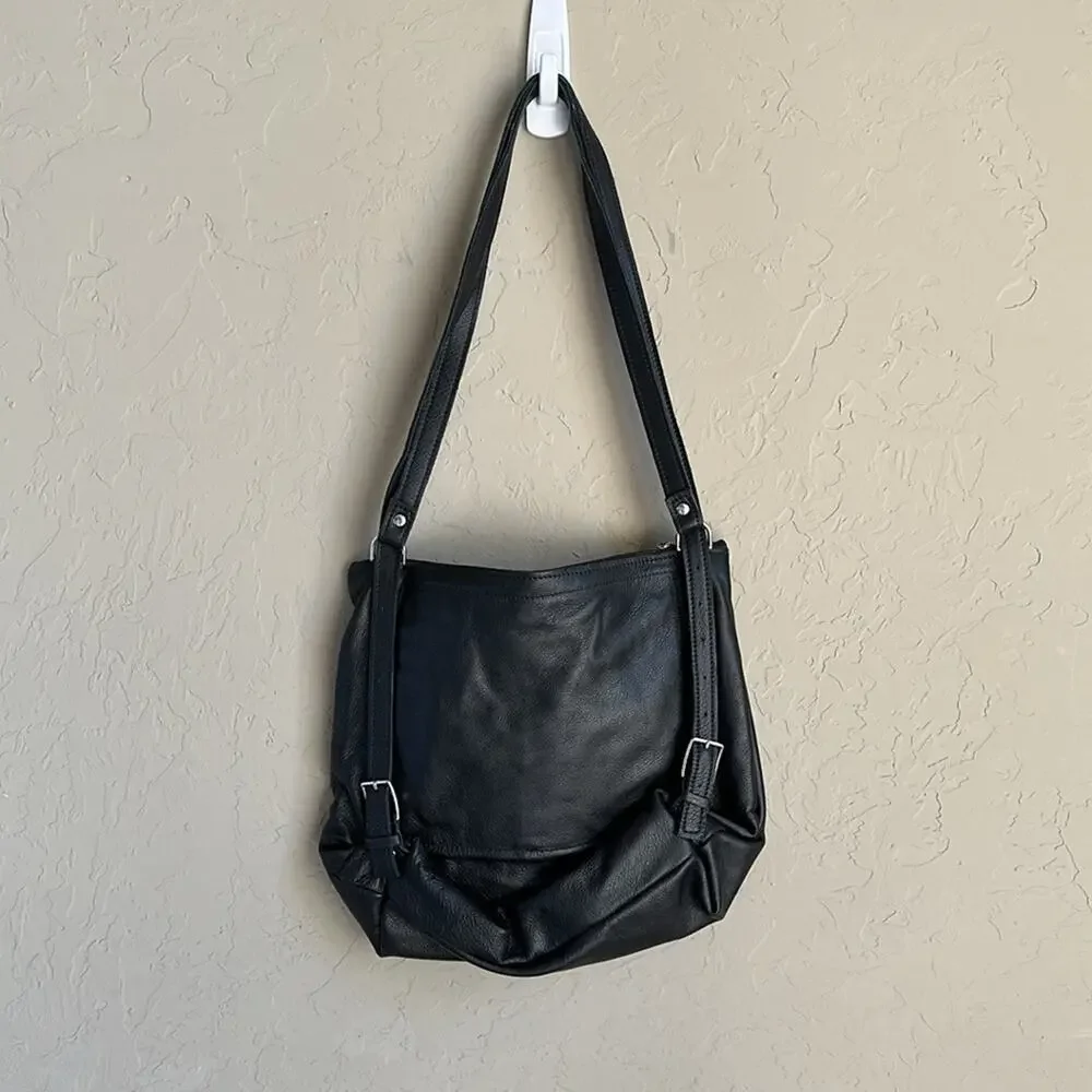 Beaudin Black Shoulder Bag with Silver Accent Pocket